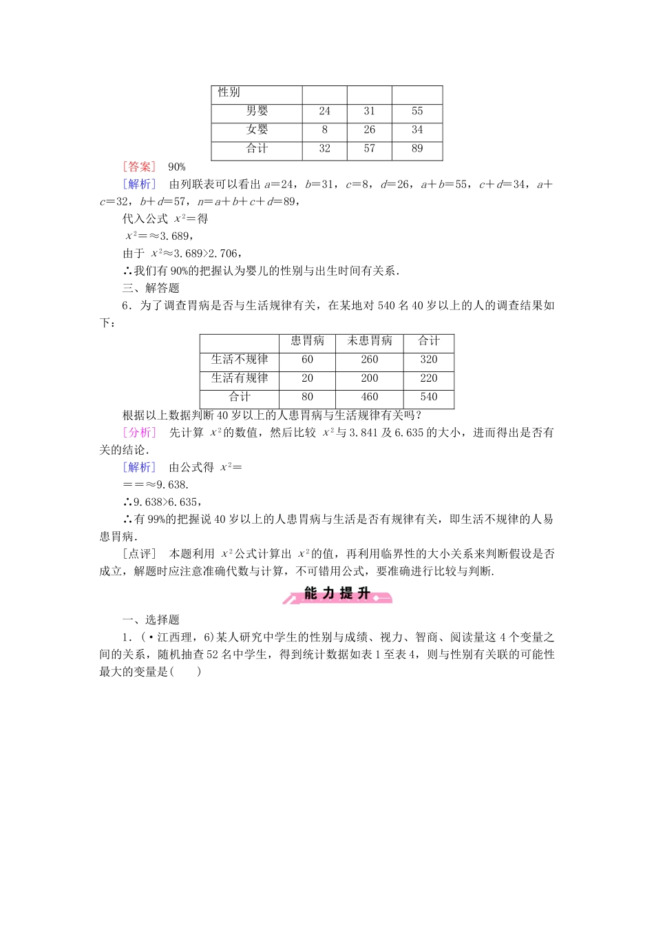 高中数学 第3章 §2独立性检验同步测试 北师大版选修2-3_第2页