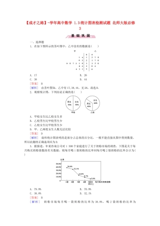 高中数学 1.3统计图表检测试题 北师大版必修3
