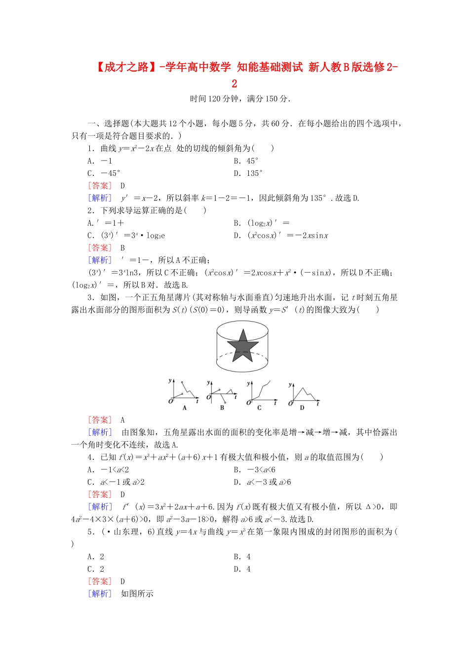 高中数学 知能基础测试 新人教B版选修2-2_第1页