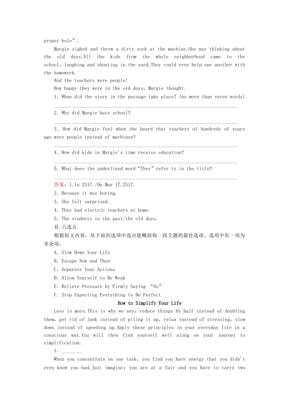 学高中英语 unit 1 Festivals around the world 第4课时 Unit Revision强化练习 新人教版必修3_第2页