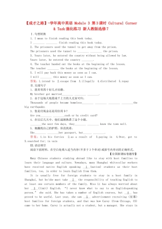 高中英语 Module 3 第3课时 Cultural Corner & Task强化练习 新人教版选修7