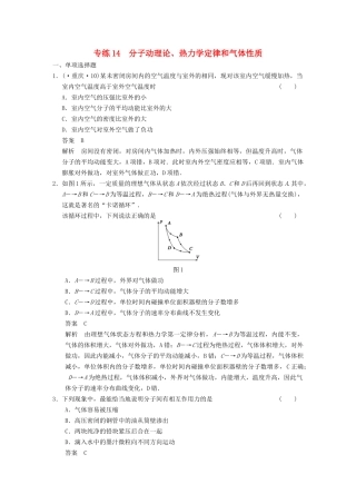 (广东专用）高考物理二轮复习与增分特训 专练14 分子动理论 热力学定律和气体性质