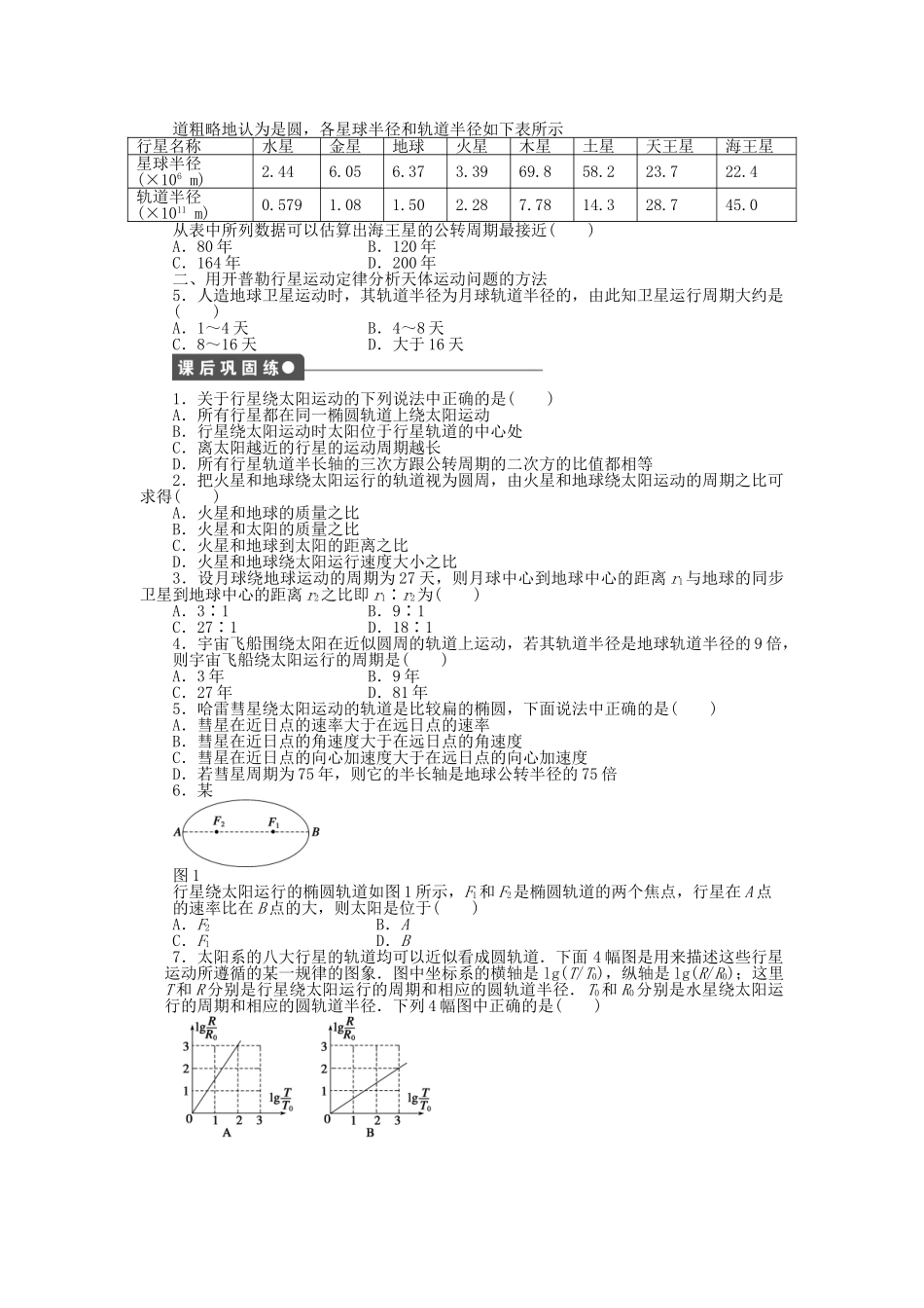 高中物理 第三章 第1节 天体运动课时作业 教科版必修2_第2页