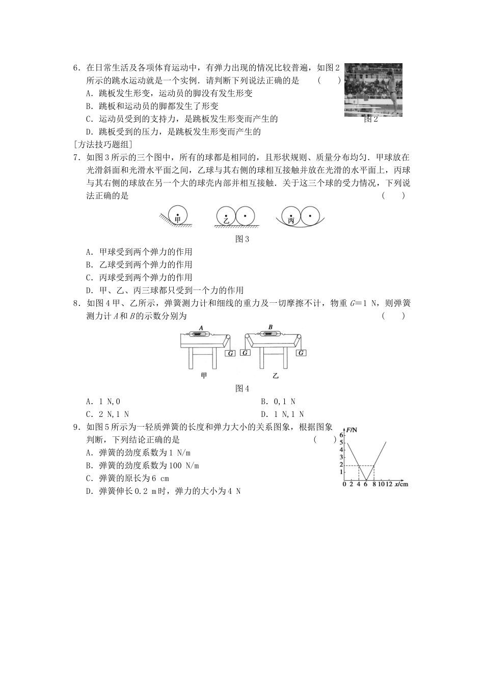 高中物理 第三章 训练2 弹力 新人教版必修1_第2页
