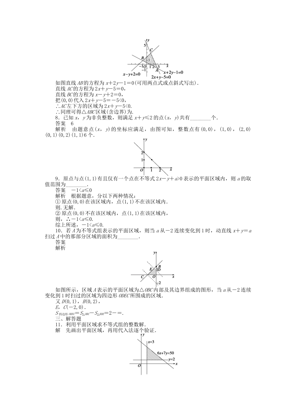 高中数学 3.3.1二元一次不等式（组）与平面区域课时作业 新人教A版必修5_第3页