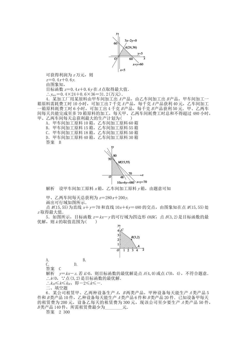 高中数学 3.3.2简单的线性规划问题（二）课时作业 新人教A版必修5_第2页
