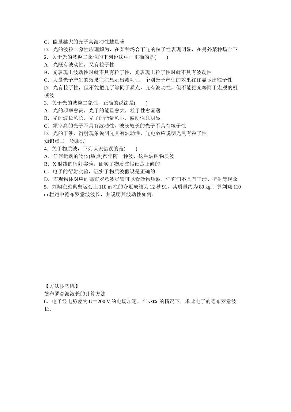 高中物理 第十七章 第3节 粒子的波动性课时作业 新人教版选修3-5_第2页