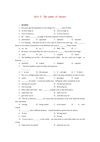 高考英语 Unit5The power of nature练习 新人教选修6