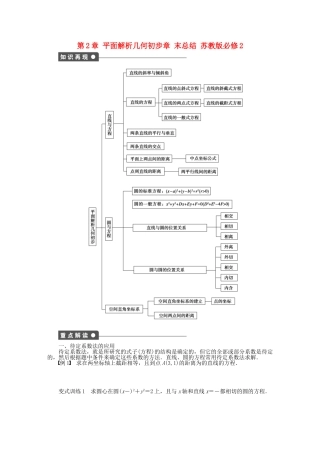 高中数学 第2章 平面解析几何初步章 末总结 苏教版必修2