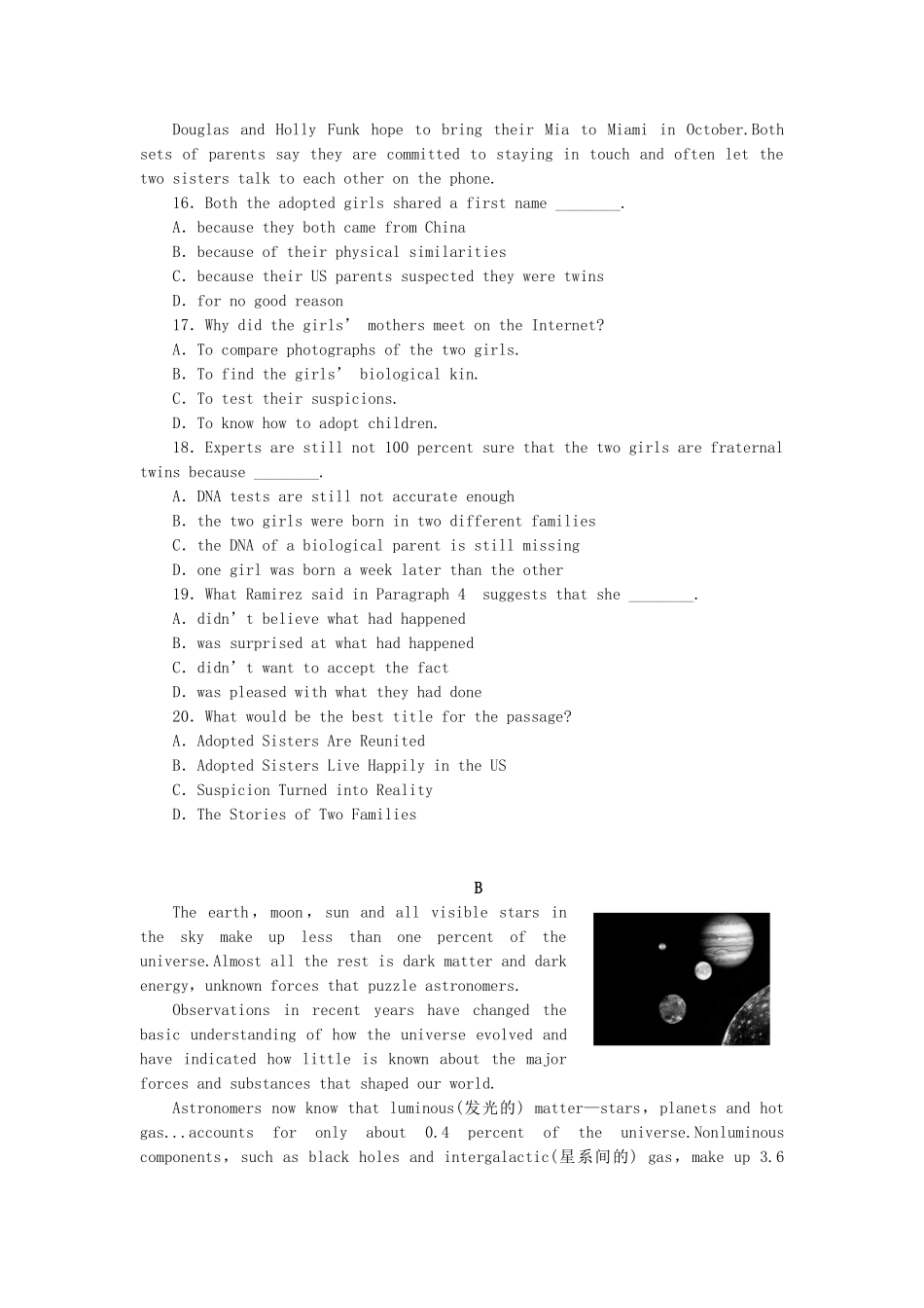 高考英语大一轮复习 Book4 Unit 2  Working the land练习 新人教_第3页