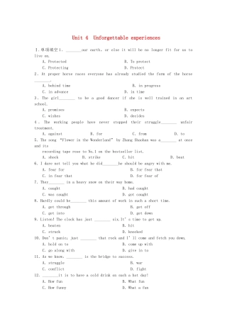 高考英语大一轮复习讲义 TB1A Unit 4 Unforgettable experiences练习 大纲人教