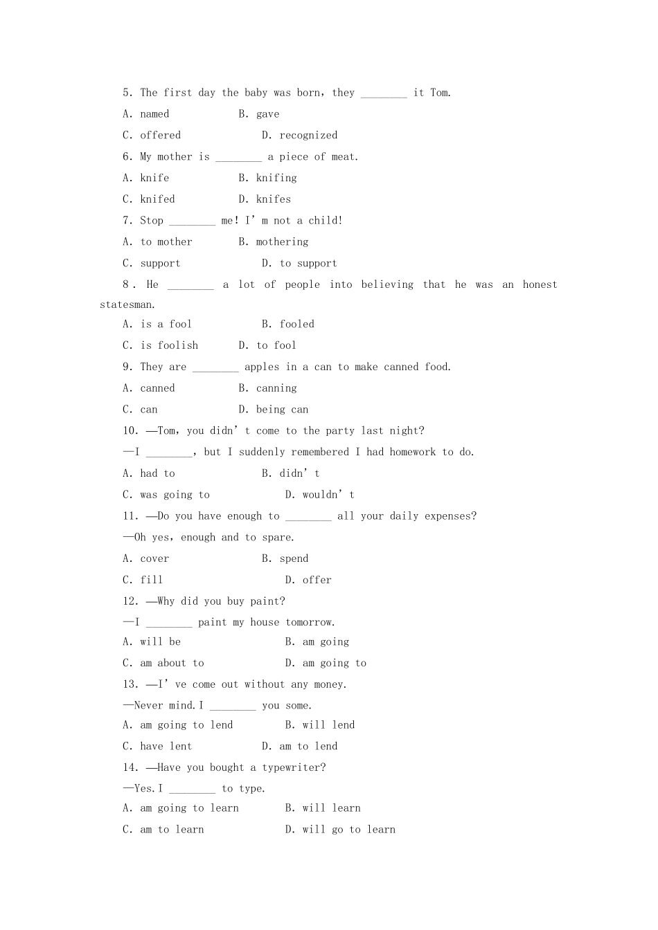 高中英语 Module 1 Period Five Grammar and Writing课时作业 外研版必修2_第2页