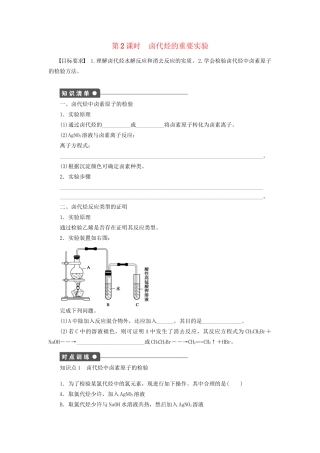 高中化学 第二章 第三节 第2课时 卤代烃的重要实验课时作业 新人教版选修5