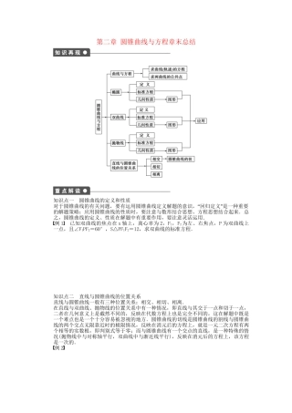 高中数学 第二章 圆锥曲线与方程章末总结 新人教A版选修2-1