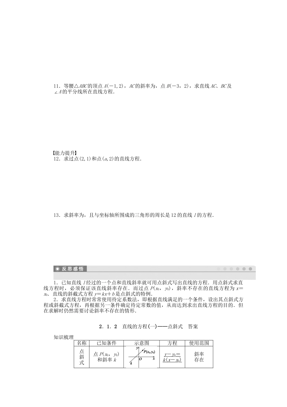 高中数学 2.1.2直线的方程-点斜式课时作业 苏教版必修2_第2页