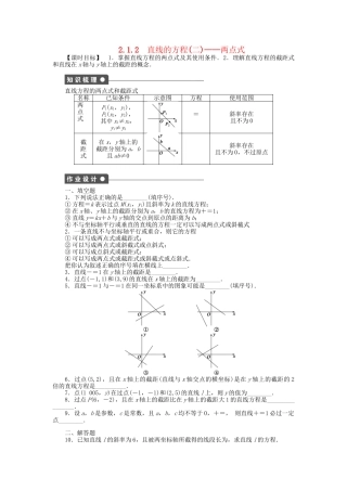 高中数学 2.1.2直线的方程-两点式课时作业 苏教版必修2