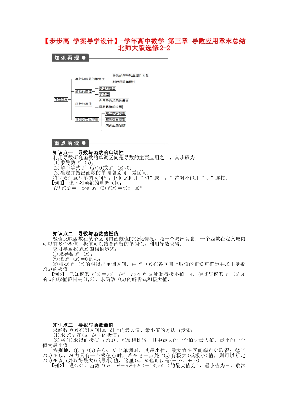高中数学 第三章 导数应用章末总结 北师大版选修2-2_第1页