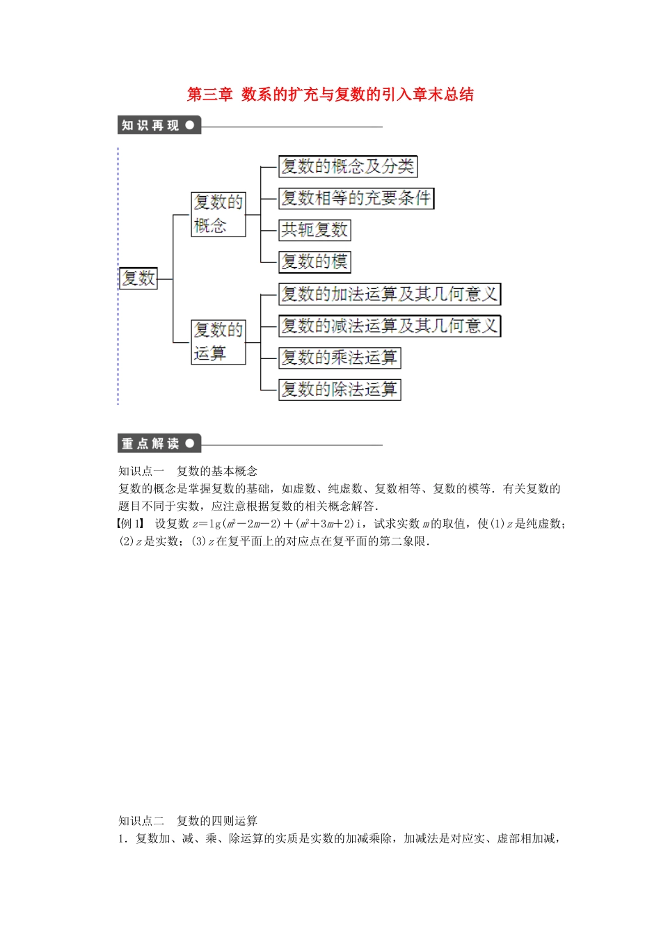 高中数学 第三章 数系的扩充与复数的引入章末总结 新人教A版选修2-2_第1页
