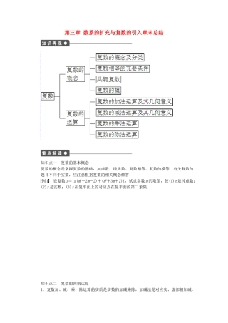 高中数学 第三章 数系的扩充与复数的引入章末总结 新人教A版选修2-2