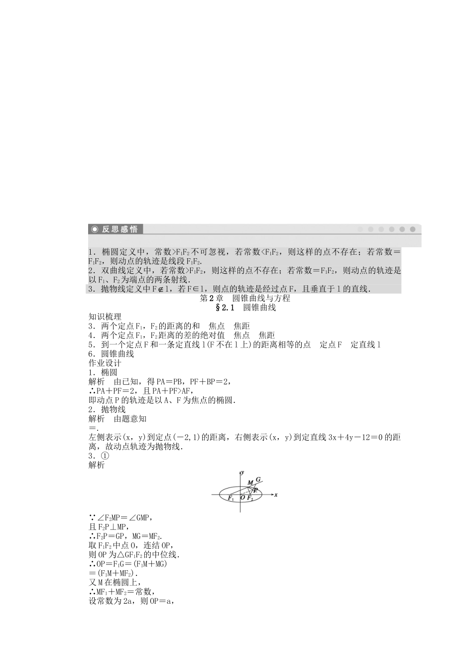 高中数学 2.1圆锥曲线课时作业 苏教版选修2-1_第3页