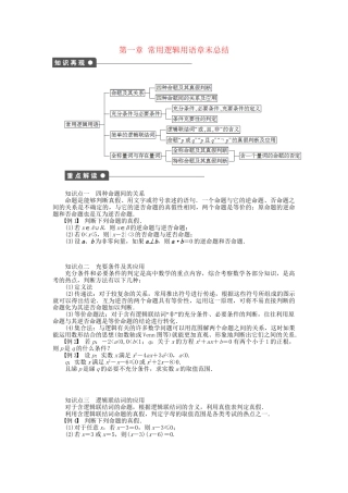 高中数学 第一章 常用逻辑用语章末总结 新人教A版选修1-1