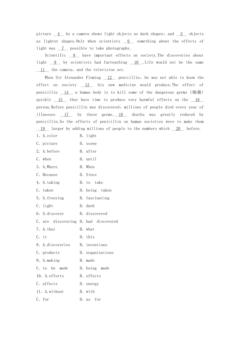 高中英语 Module 5 Period Three Integrating Skills课时作业 外研版必修1_第3页