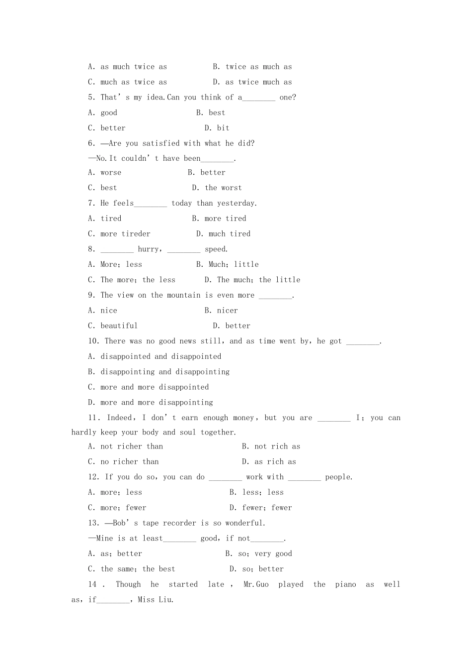 高中英语 Module 5 Perod Five Grammar and Writing课时作业 外研版必修1_第2页