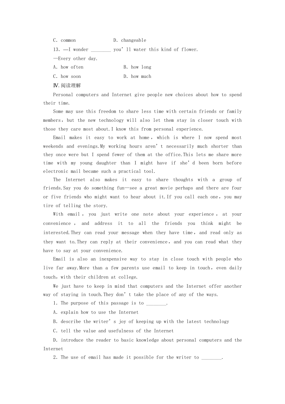 高中英语 Module 6 Period Five Grammar and Writing课时作业 外研版必修2_第3页