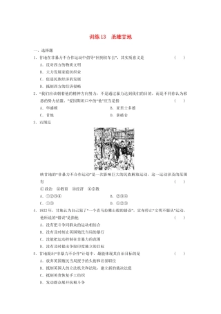 高中历史 第三单元 训练13 圣雄甘地同步强化练习 岳麓选修4