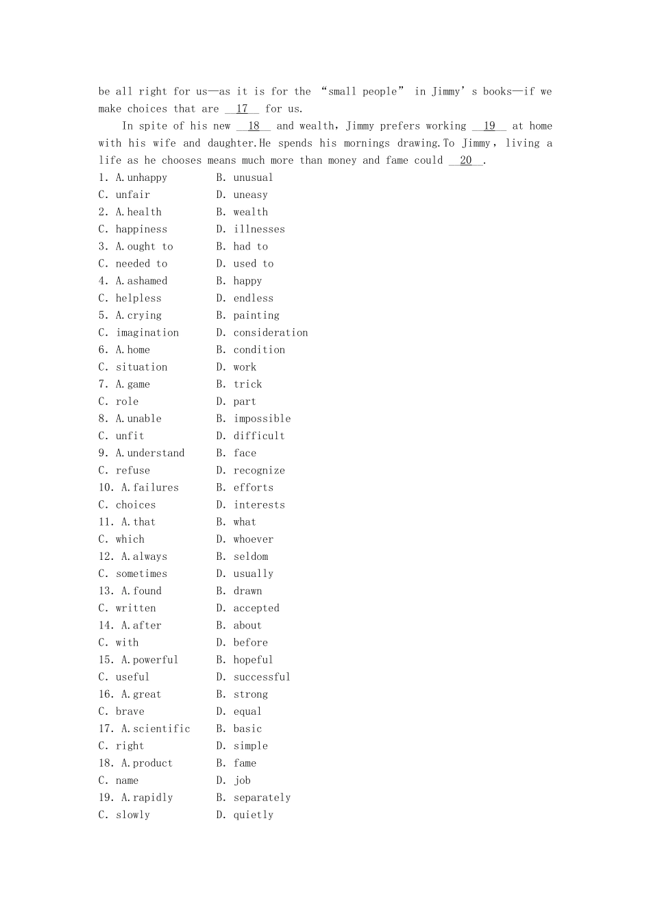 高中英语 Unit 1 Period 2 Language Points课时作业 新人教版必修4_第3页