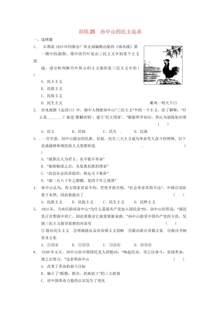 高中历史 孙中山的民主追求训练 岳麓必修3