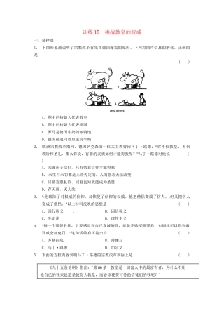高中历史 挑战教皇的权威训练 岳麓必修3