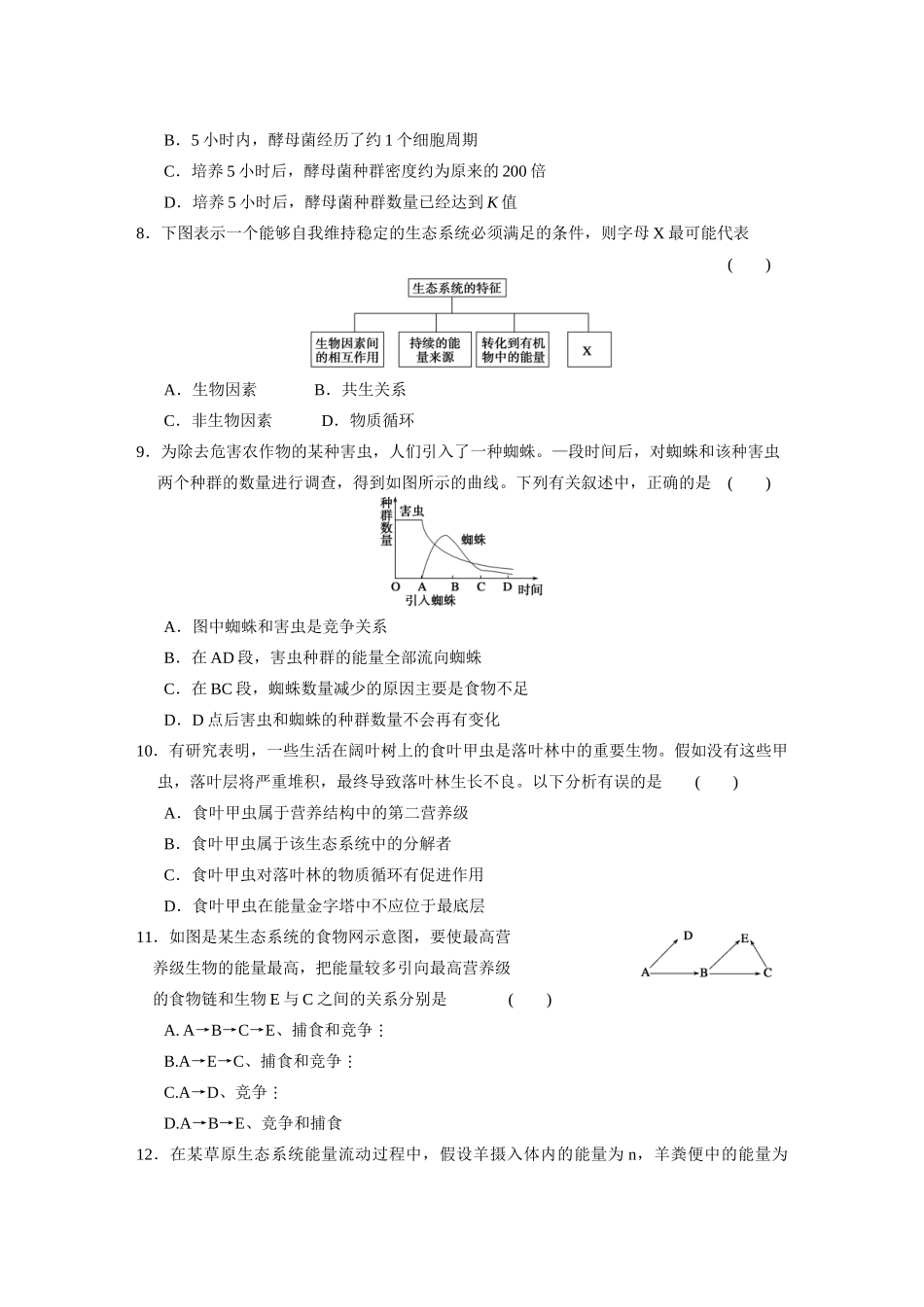 高中生物轮复习配套 专题6生物与环境 限实规范训练_第3页