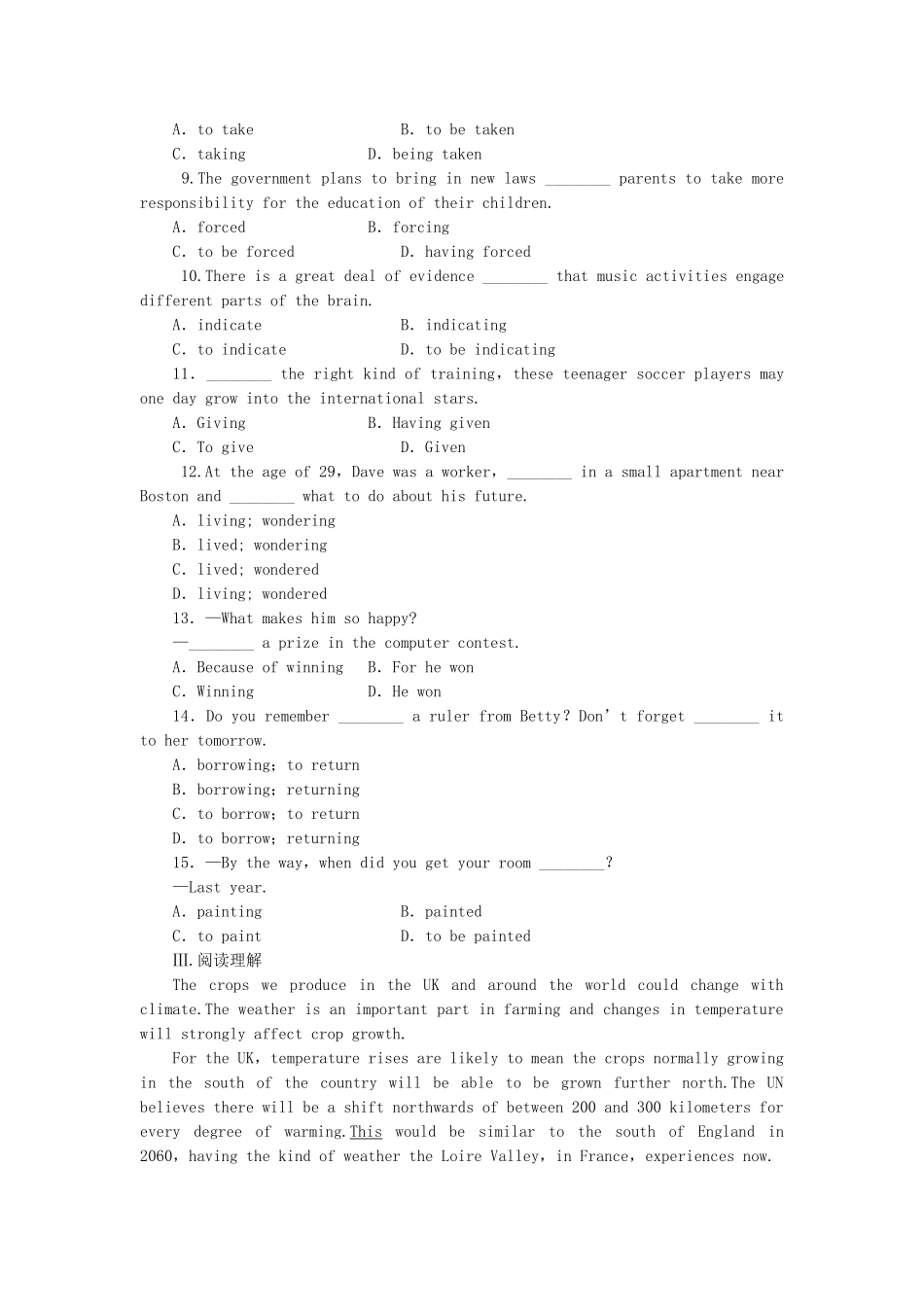 高中英语 Unit 2 Period 4 Grammar Writing课时作业 新人教版必修4_第2页