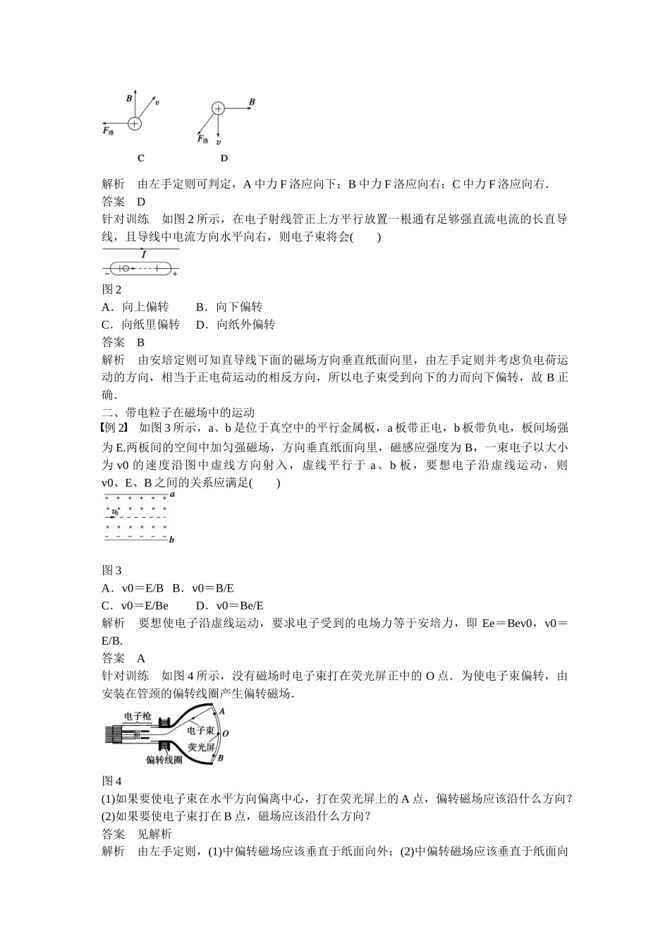 高中物理 2.4 磁场对运动电荷的作用学案 新人教版选修1-1_第3页