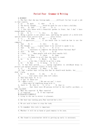 高中英语 Unit 3 Period Four　Grammar & Writing课时作业 新人教版选修6