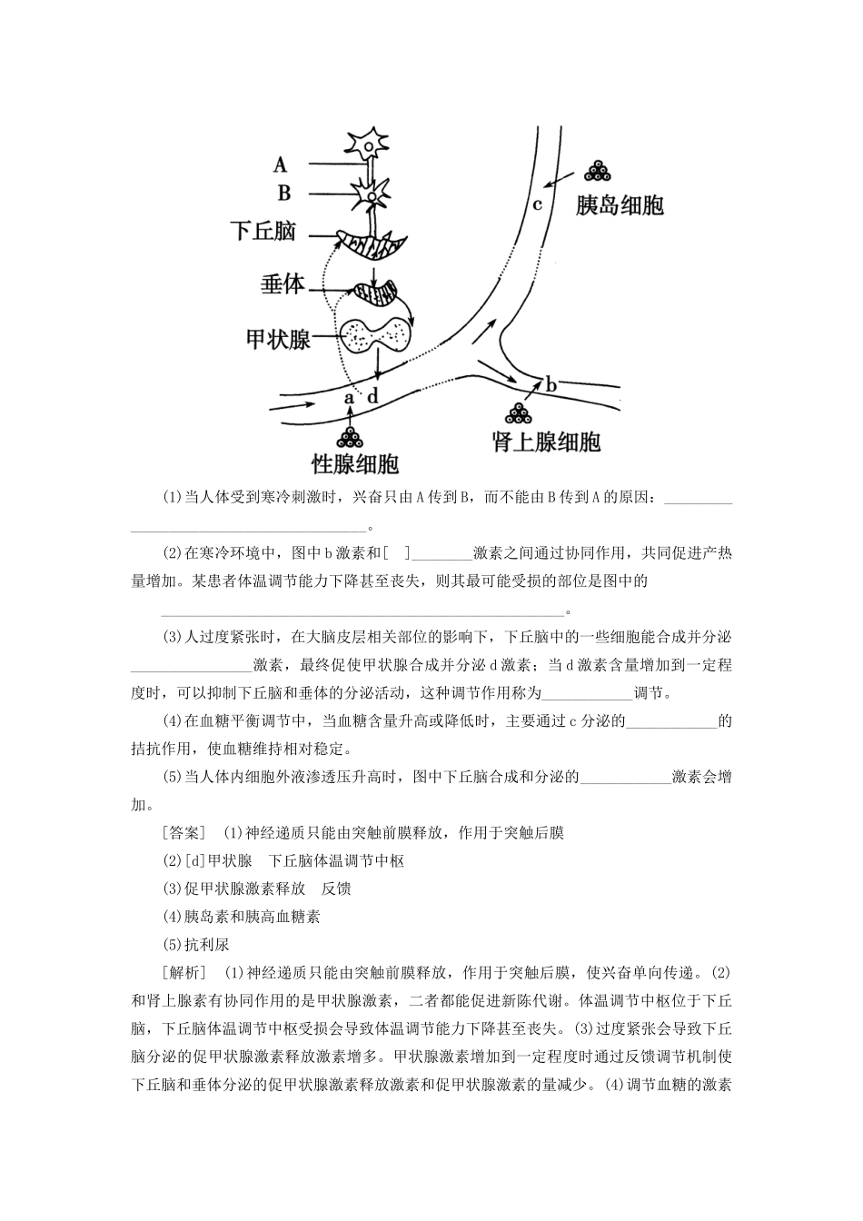 高中生物 2-3神经调节与体液调节的关系同步练习 新人教版必修3 _第3页