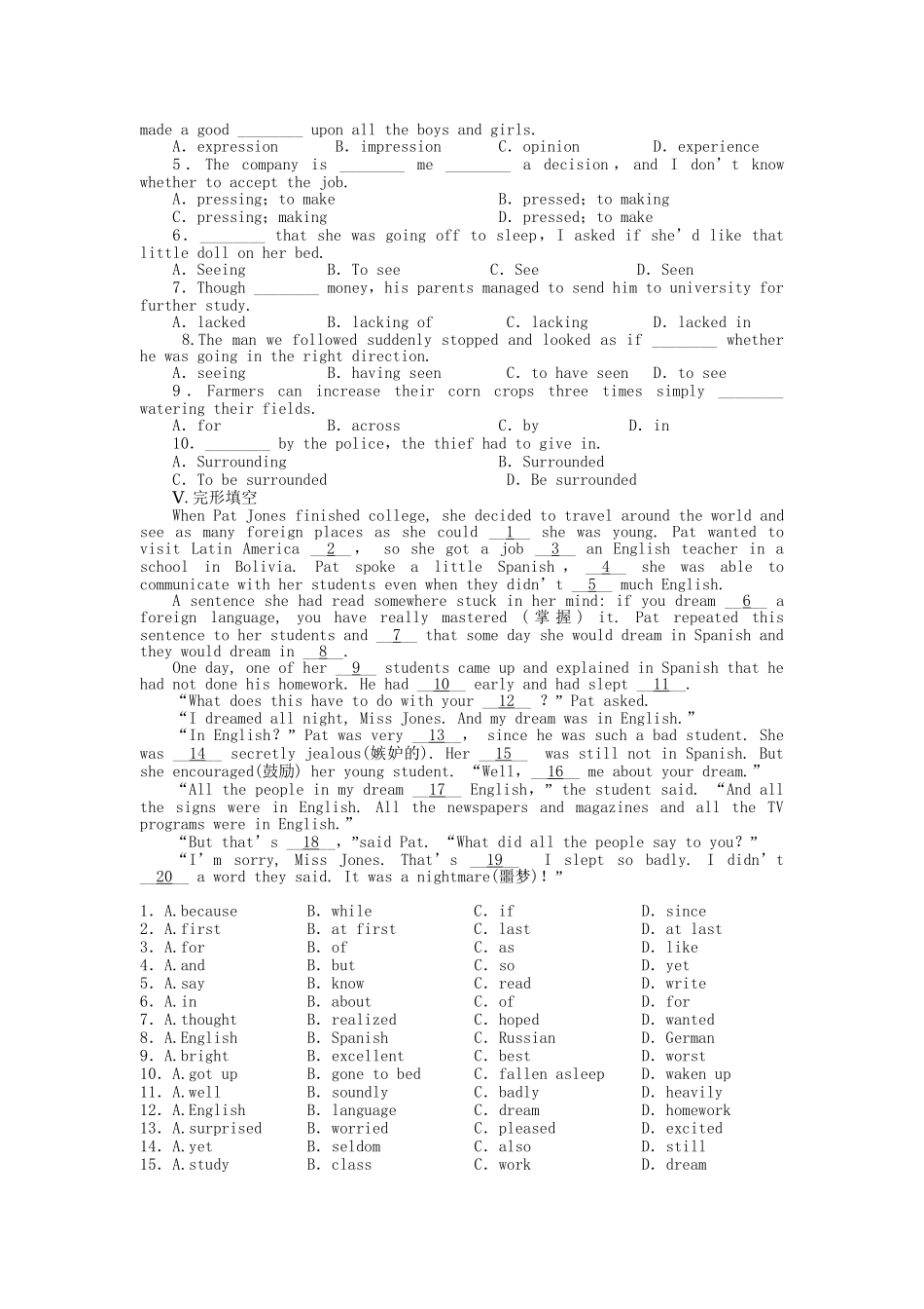 高中英语 Unit 3 Period Two Language Points课时作业 新人教版必修5_第2页