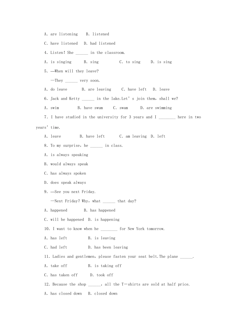 高中英语 Unit 3 Travel Journal Period Four Grammar & Writing课时作业 新人教版必修1_第2页