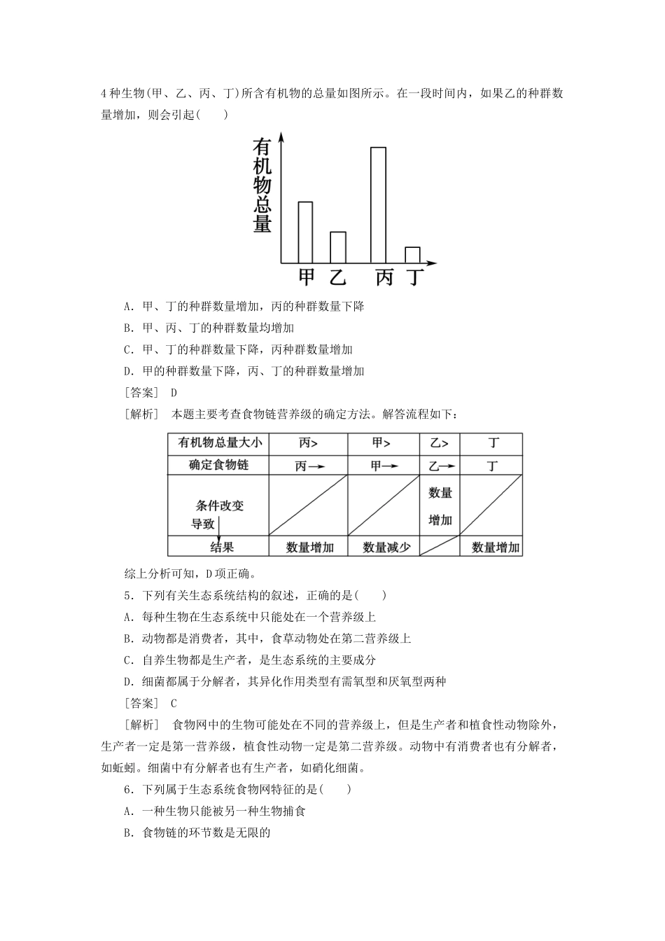 高中生物 5-1生态系统的结构同步练习 新人教版必修3 _第2页