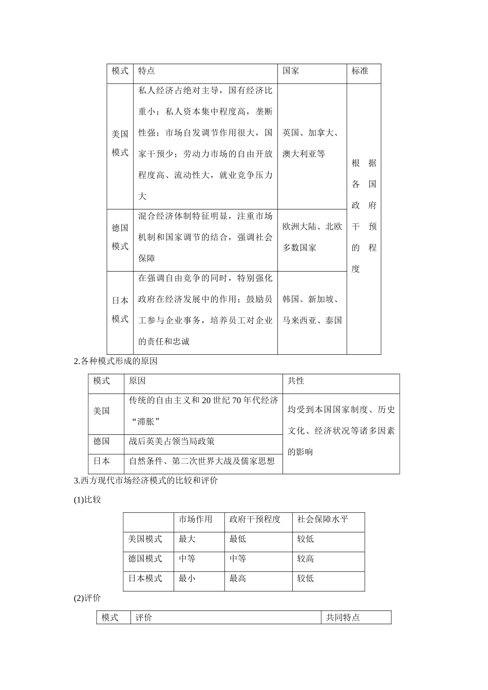 高中政治 专题三 第4课时 西方国家现代市场经济主要模式课时作业 新人教版选修2_第3页