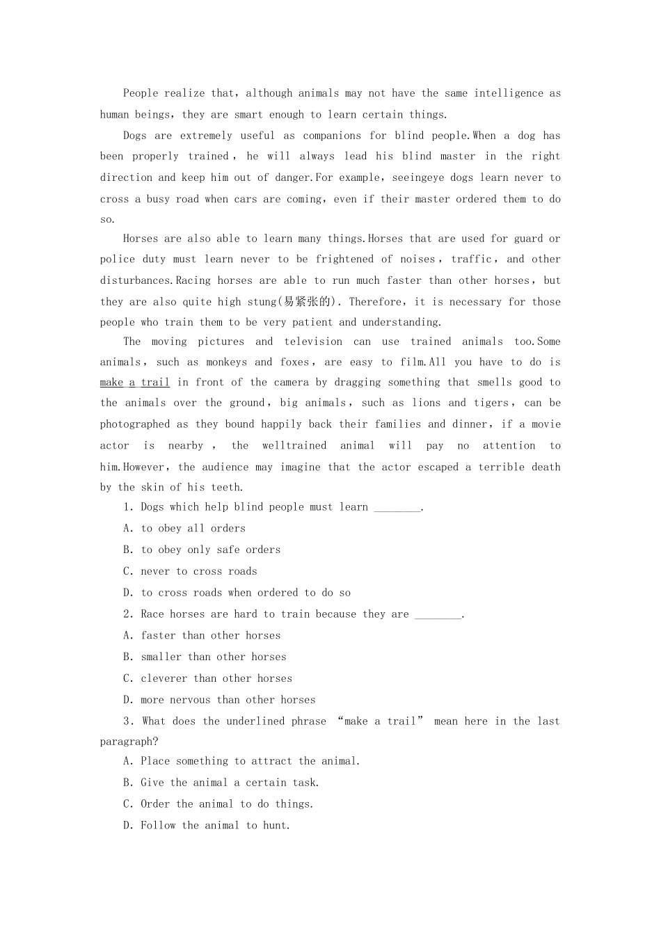 高中英语 Unit 4 Wildlife protection Period Three Using Language课时作业 新人教版必修2_第3页
