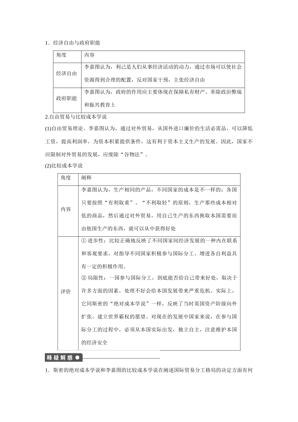 高中政治 专题一 第4课时 李嘉图的政策主张课时作业 新人教版选修2_第2页