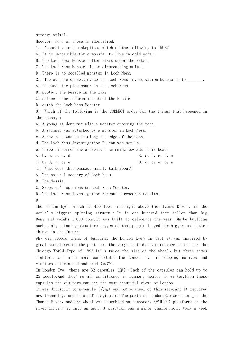 高中英语 Module 1 Deep South Period One Warm up Reading同步测试1 外研版选修8_第3页