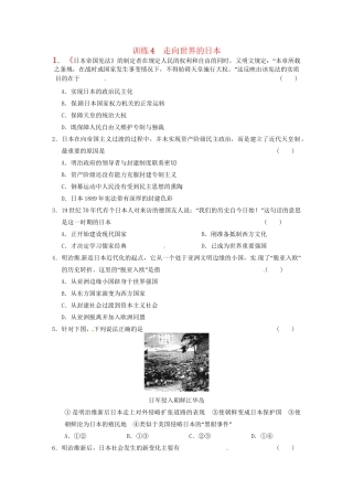 高中历史 第八单元 训练4走向世界的日本 新人教版选修1 