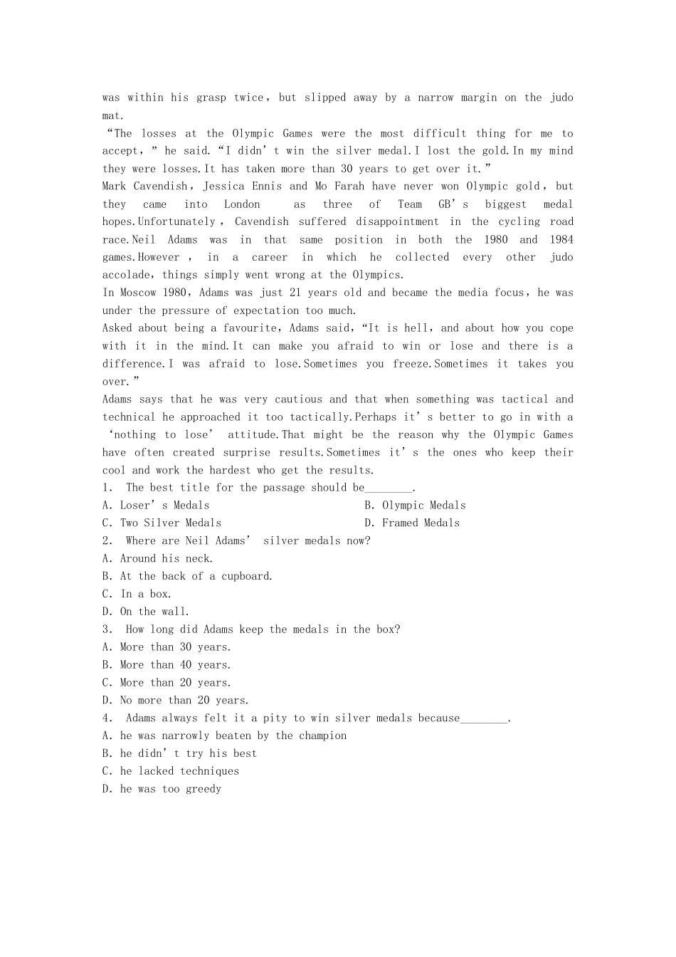 高中英语 Module 3 Foreign Food Period One Warm up Reading同步测试2 外研版选修8_第3页