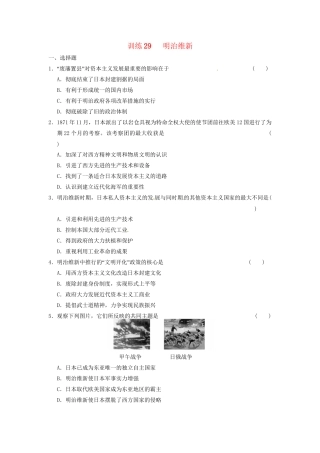高中历史 第八章 明治维新强化训练 北师大版选修1