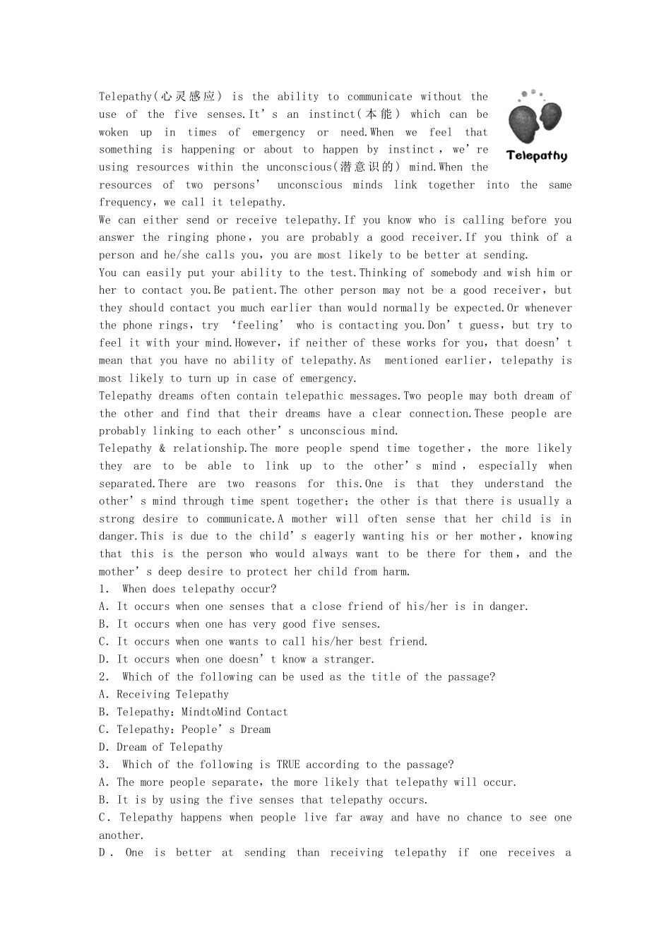 高中英语 Module 3 Interpersonal Period One Warm up Reading同步测试2 外研版选修6_第3页