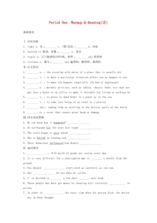 高中英语 Module 3 The Violence of Nature Period Warm up Reading同步测试2 外研版必修3