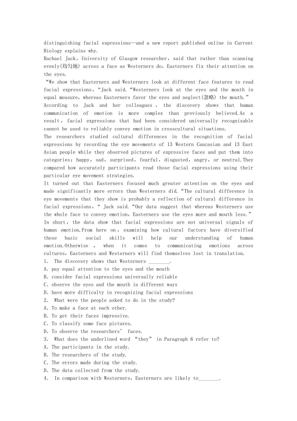 高中英语 Module 5 Cloning Period One Warm up Reading同步测试2 外研版选修6_第3页